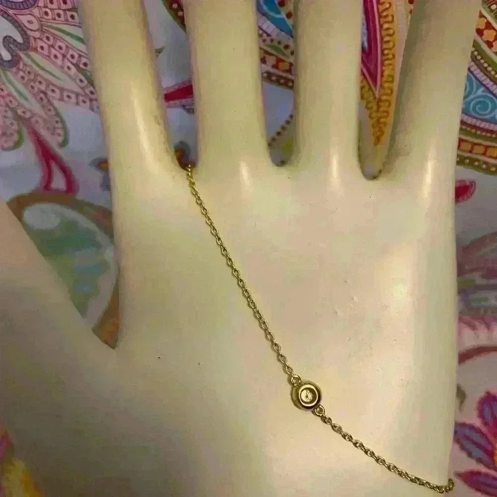 Marrin Costello 14K Plated Gold & White Topaz Stone Bracelet New - Picture 4 of 5